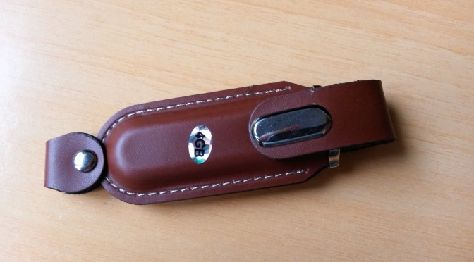 4GB Thumb Stick Clasp Leather USB Flash Drive Brown