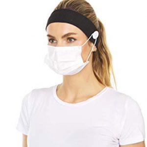 Allure Ribbed Headband Holders for Mask, Button Headbands, 2-pack